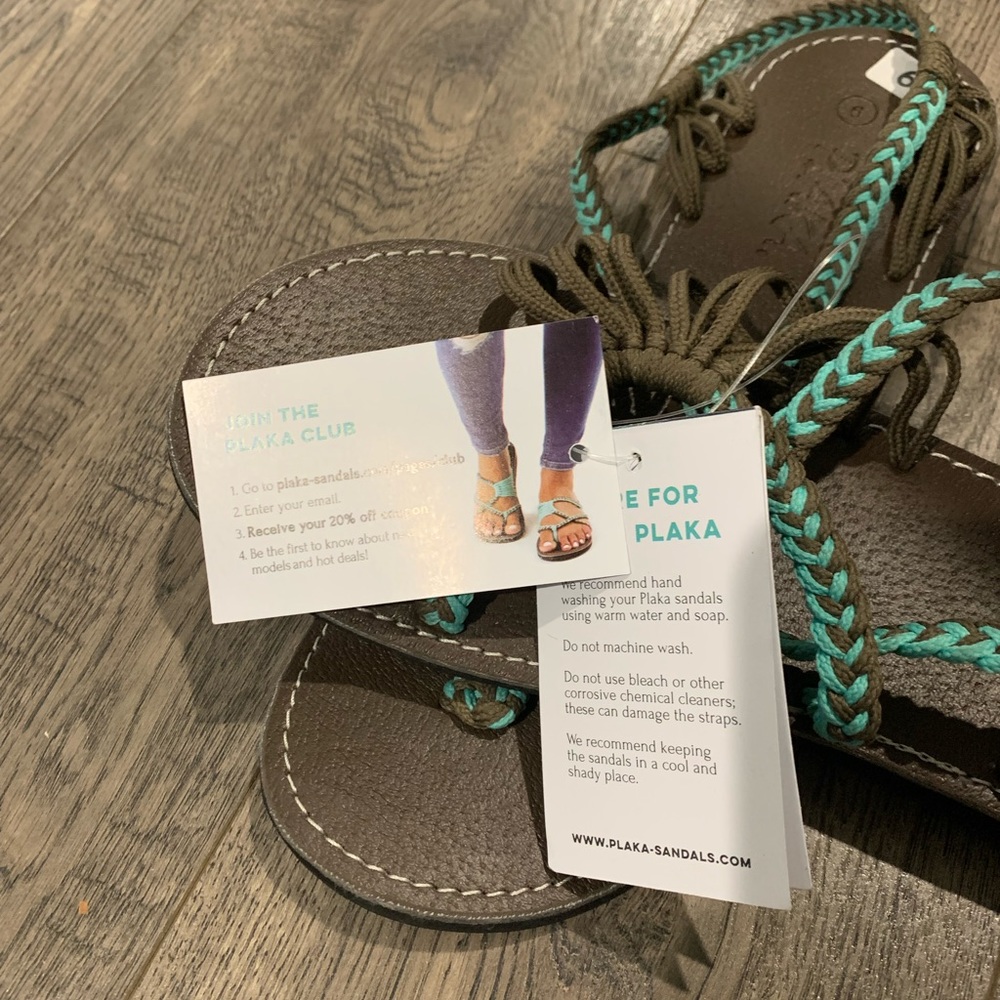 Plaka Sandals Brown/Teal US Size 9 - Picture 9 of 9